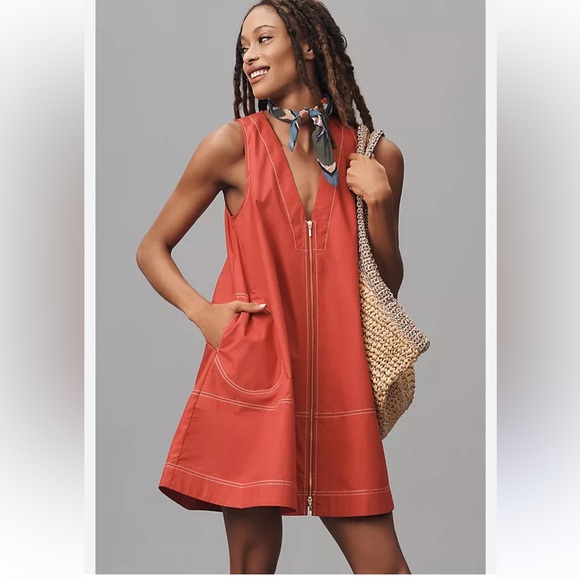 Anthropologie The A-Line Mini Dress in Neutral Size Medium NWT - Picture 5 of 13